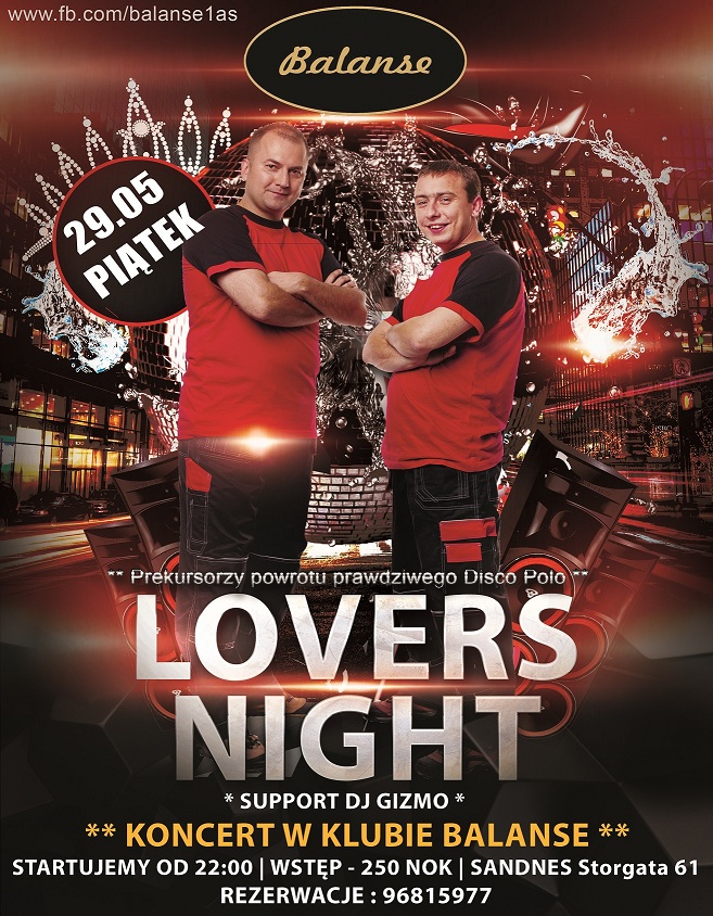  ***KONCERT GRUPY MUZYCZNEJ NIGHT LOVERS*** 29.05.2015 *PIĄTEK* SANDNES,*...BALANSE