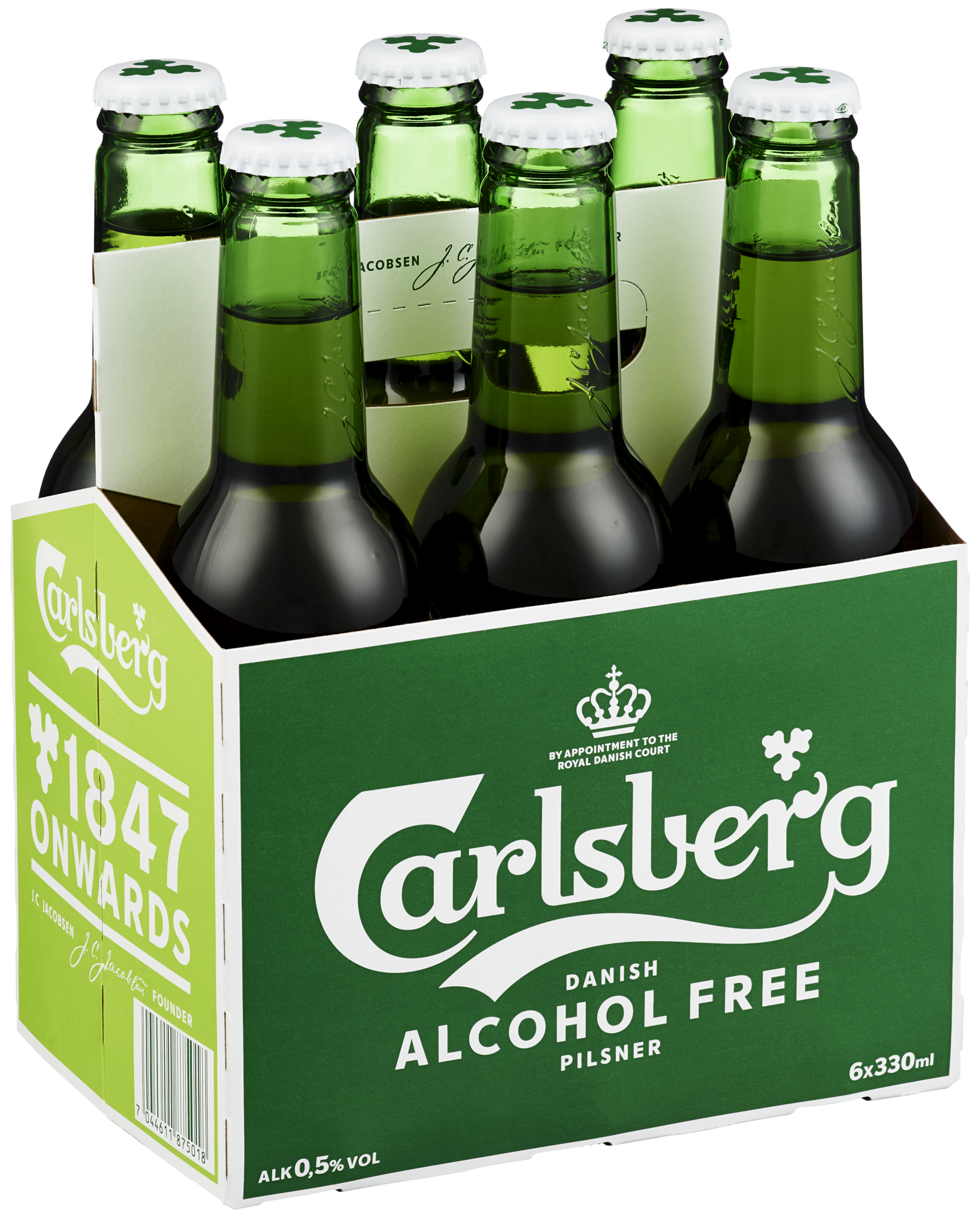Tak wyglądają sześciopaki piwa Carlsberg w Norwegii.