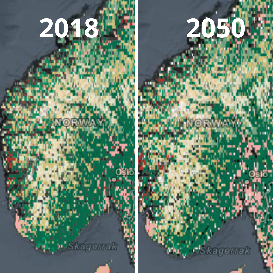 Zmiany w południowej i zachodniej części Norwegii.