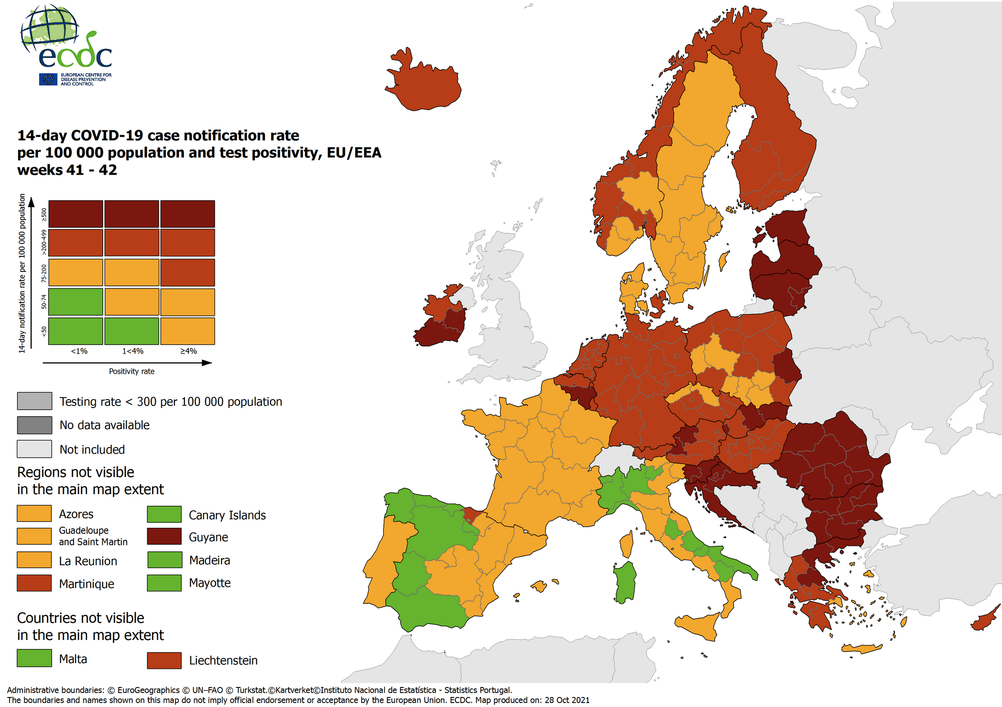 Mapa ECDC zaktualizowana 28 października.