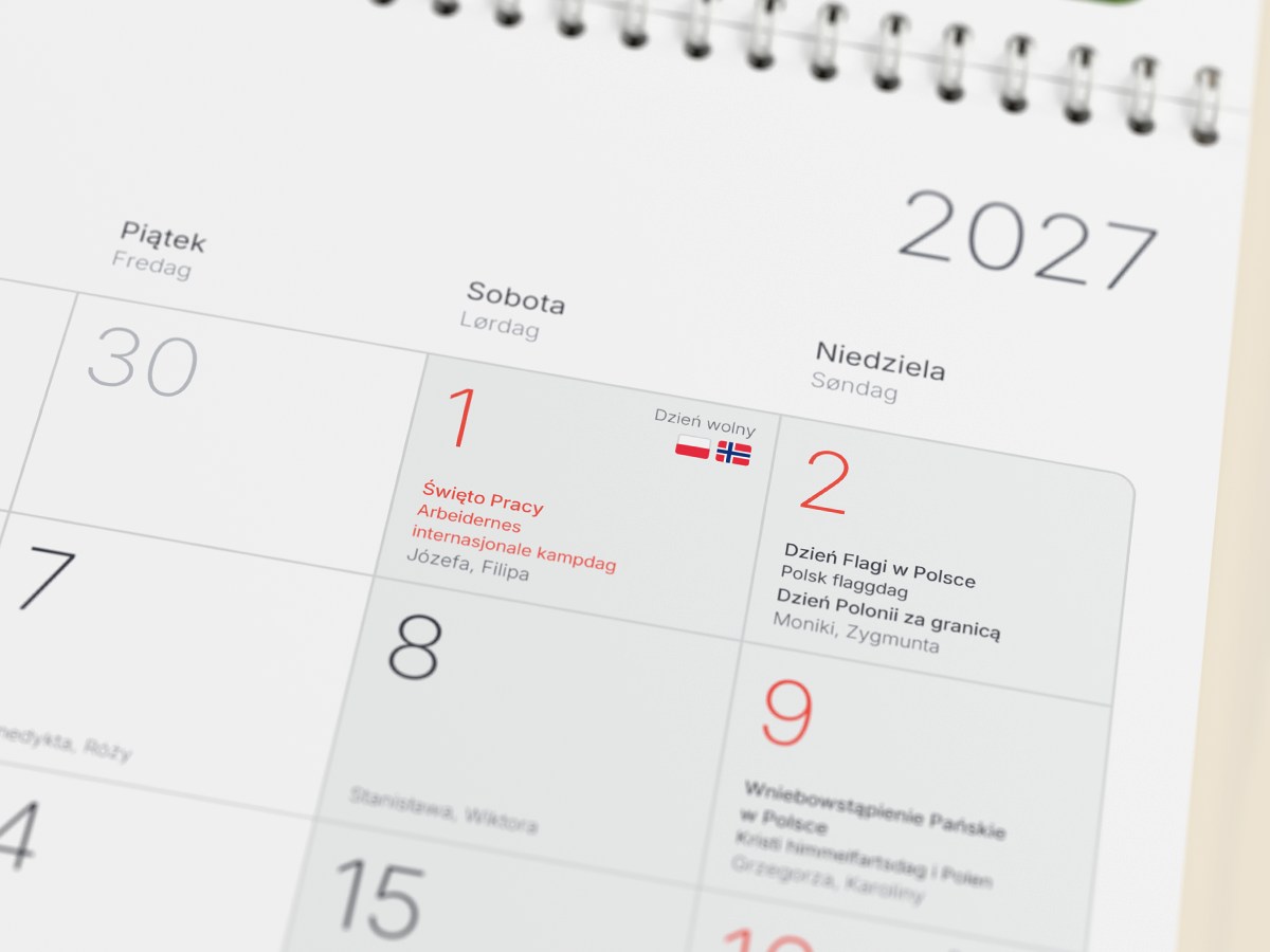 Wizualizacje kalendarza 2027. Finalna wersja może się nieznacznie różnić.