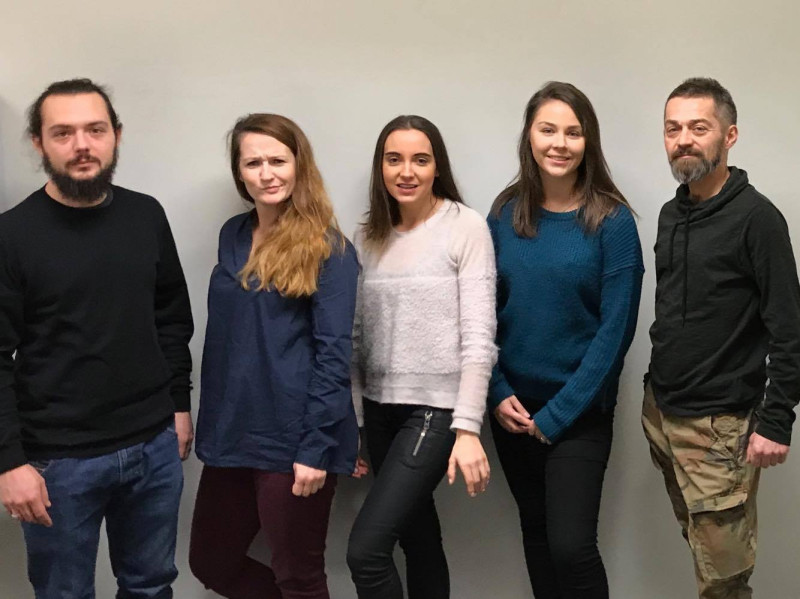 Członkowie sztabu w Trondheim. Od lewej: Odyseusz Kitliński, Aleksandra Jackowska, Patrycja Frączyk - szef sztabu, Karolina Wiśniewska oraz Cezary Kitliński.