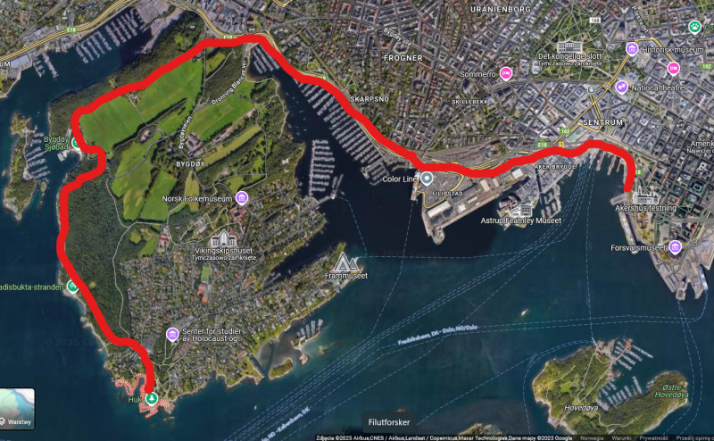 Trasa biegu/marszu 3.05.2025 w Oslo