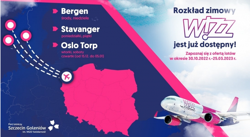Połączenia  z Goleniowa do Norwegii w sezonie zimowym