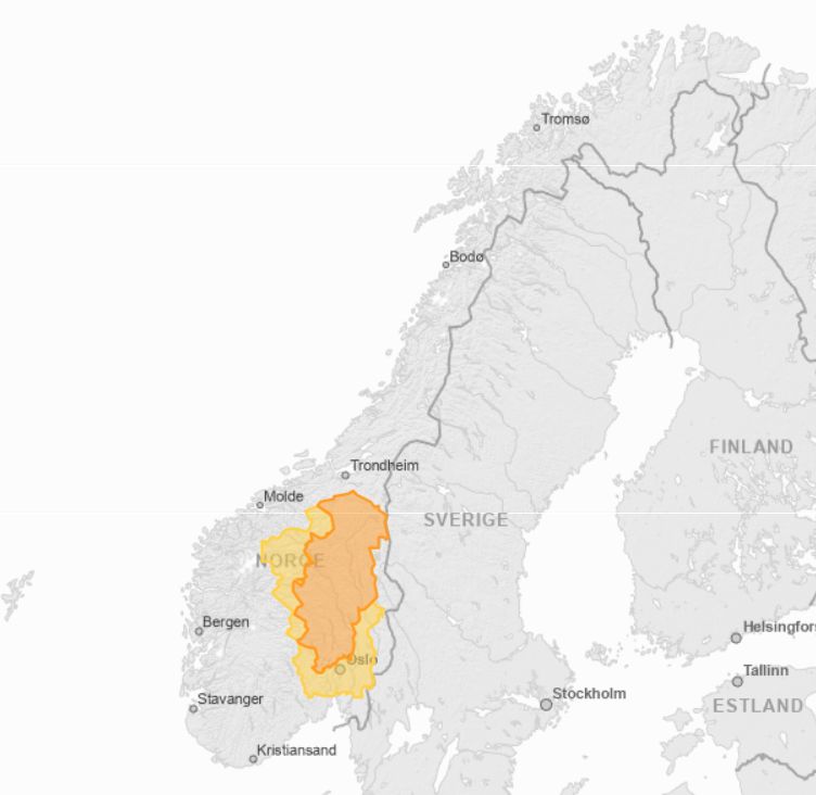 Na zdjęciu: alert powodziowy w Norwegii.