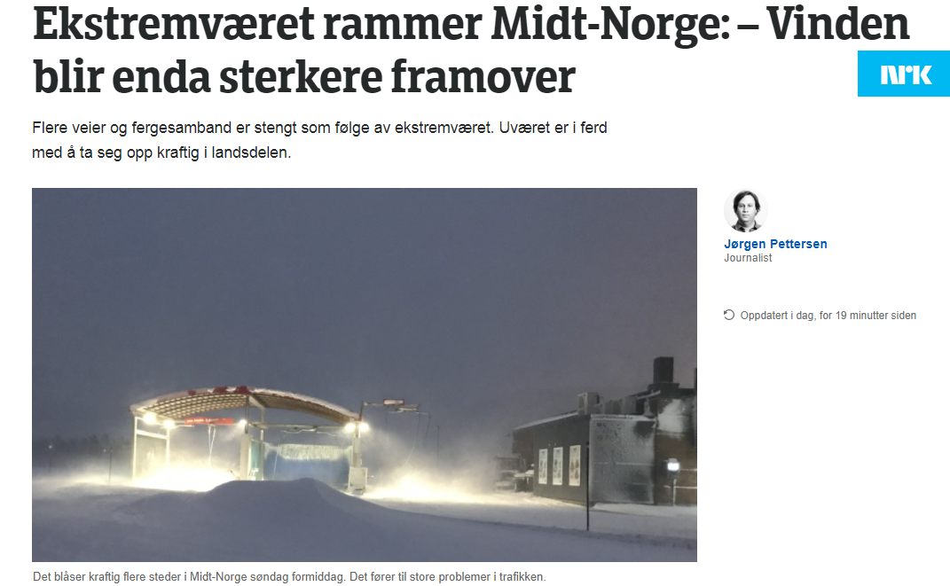 O huraganie informują na bieżąco norweskie dzienniki i serwisy pogodowe.