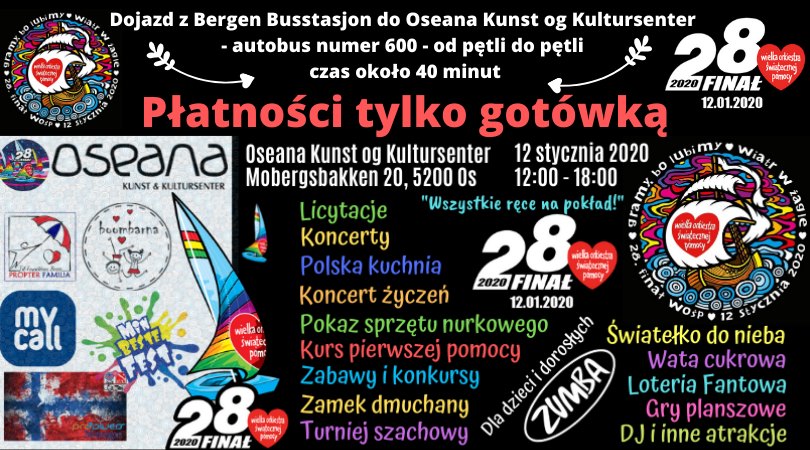 Program finałowej imprezy WOŚP 2020 w Bergen.
