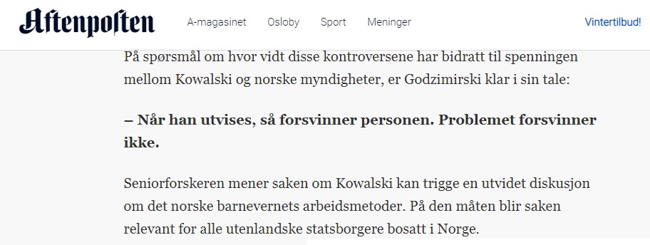 „Kiedy zostanie wydalony, zniknie osoba. Problem nie zniknie.”