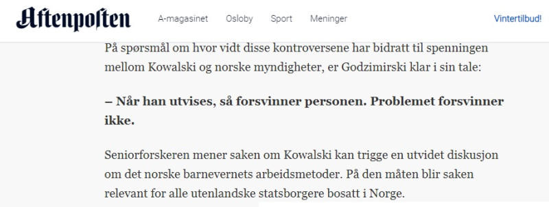 „Kiedy zostanie wydalony, zniknie osoba. Problem nie zniknie.”