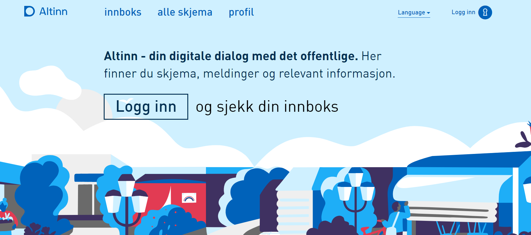 Altinn to portal internetowy służący do cyfrowego dialogu między przedsiębiorcami, osobami prywatnymi i instytucjami publicznymi.  To też platforma służąca do składania wniosków oraz do kontaktu z urzędami.