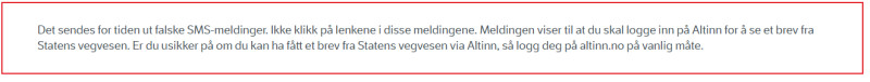 Komunikat pojawił się na stronie głównej Statens vegvesen