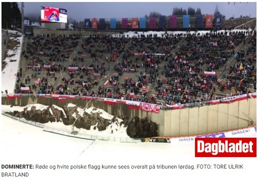 Biało-czerwone flagi były widoczne na trybunach podczas sobotniego konkursu