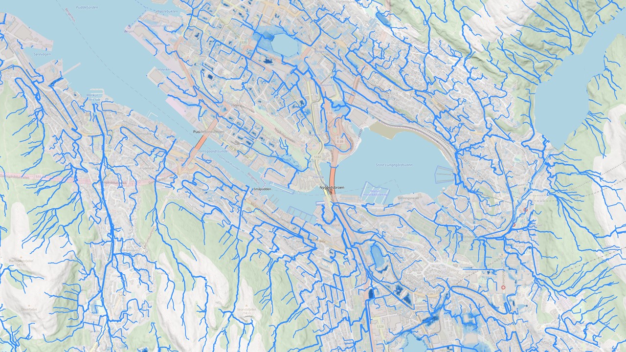 Model wód opadowych w Bergen stworzony przez 7Analytics.