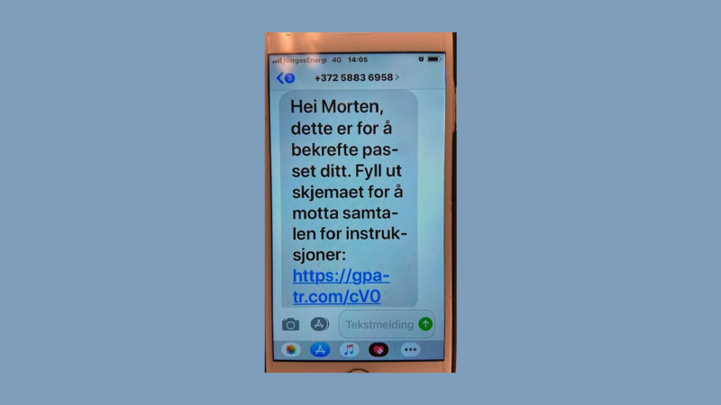Przykład SMS-a z próbą phishingu.