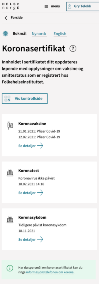 Tak obecnie wygląda dokument na platformie helsenorge.no