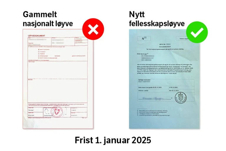 Stary i nowy wygląd licencji na przewóz towarów i turystów.
