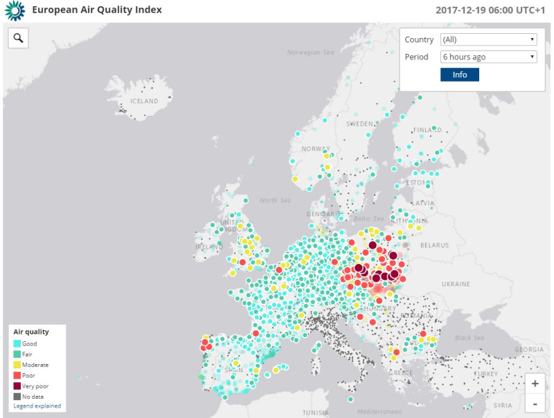Jakość powietrza w Europie.