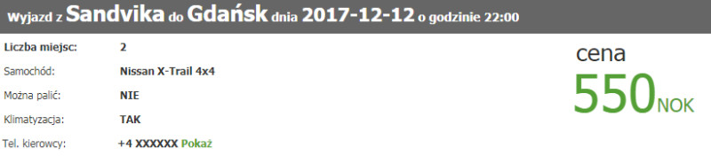 Oferta wspólnego przejazdy do Gdańska