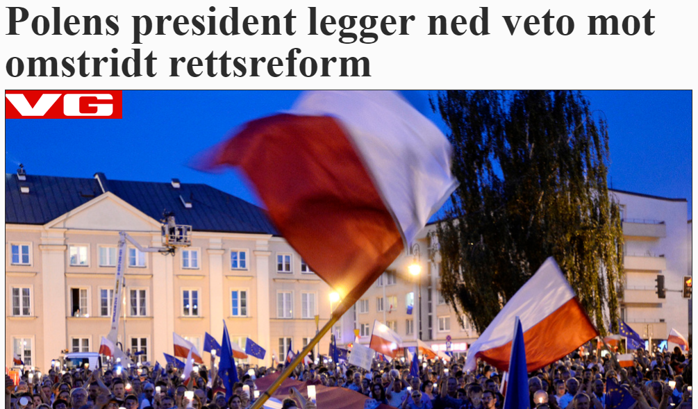 Norweski dziennik VG sugeruje, że jednym z powodów do zawetowania ustawy była presja ze strony obywateli