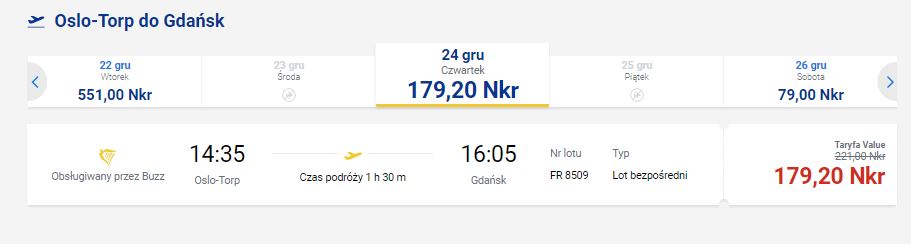 Ceny nie zawierają kosztów bagażu rejestrowanego.