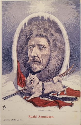 Roald Amundsen na pocztówce.