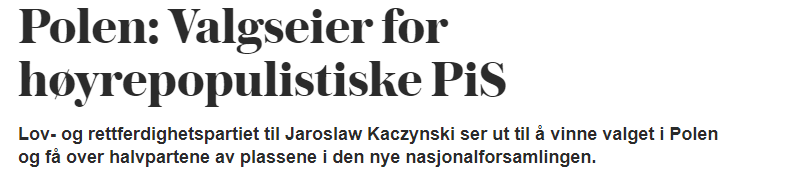 Tłumaczenie: Zwycięstwo w wyborach dla prawicowych populistów.