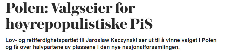 Tłumaczenie: Zwycięstwo w wyborach dla prawicowych populistów.