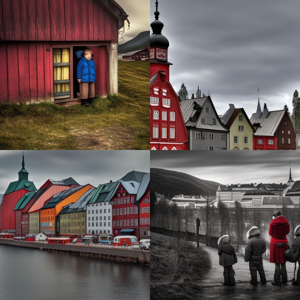 Obraz imigrantów w Norwegii wykreowany przez NightCafe Creator.