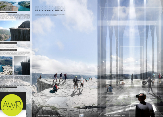 Zwycięski projekt na tymczasowy kościół na Preikestolen.