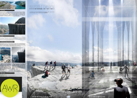 Zwycięski projekt na tymczasowy kościół na Preikestolen.