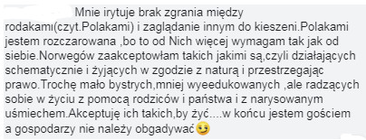 Komentarz zamieszczony na Facebooku