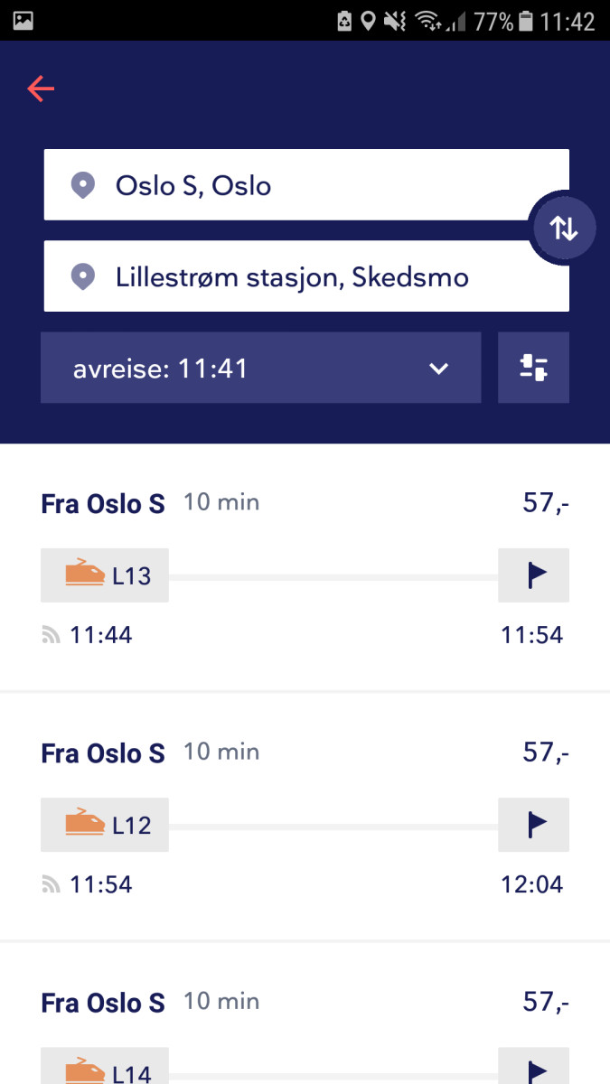 Tak wygląda wyszukiwanie połączeń w aplikacji na telefonie.