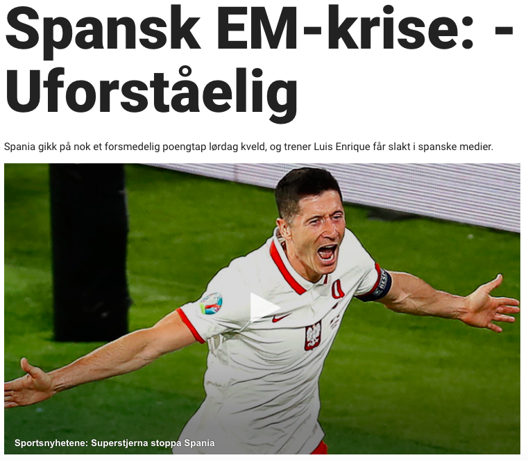 Podobizna Roberta Lewandowskiego otwiera artykuły przygotowane przez Dagbladet i NRK.