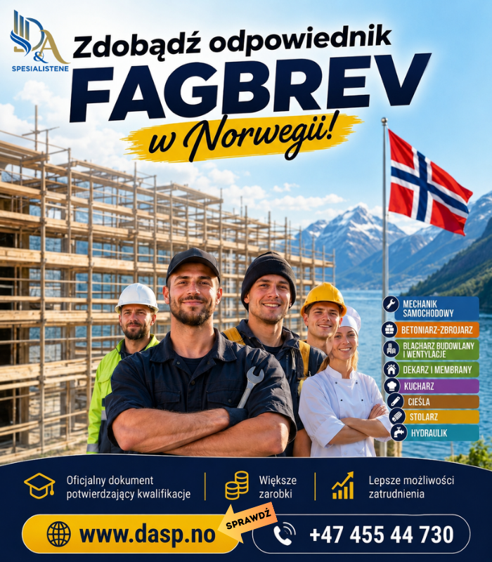 Fagbrev w Norwegii po Polsku