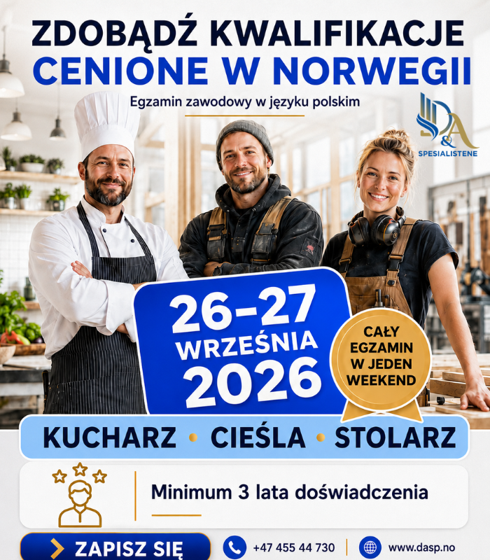 Fagbrev w Norwegii po Polsku