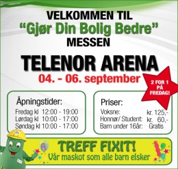 TARGI MIESZKANIOWE 4-6 wrzesnia !!! – Telenor Arena (Fornebu)