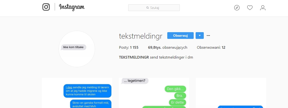 Pikantne rozmowy i zrzuty ekranu – to konto na Instagramie podbiło norweski Internet