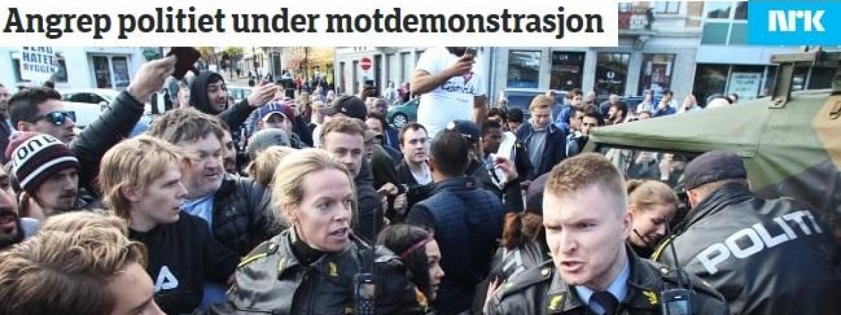 „Żadnych rasistów na naszych ulicach!”: tłumy podczas demonstracji w Gjøvik. Interweniowała policja