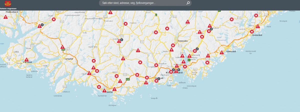 Południe Norwegii zalane: zamknięte drogi i tory kolejowe [SPRAWDŹ MAPĘ]