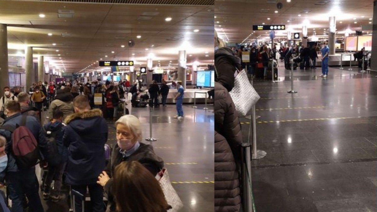 Chaos na lotnisku. Pasażerowie czekają na test w wielogodzinnej kolejce