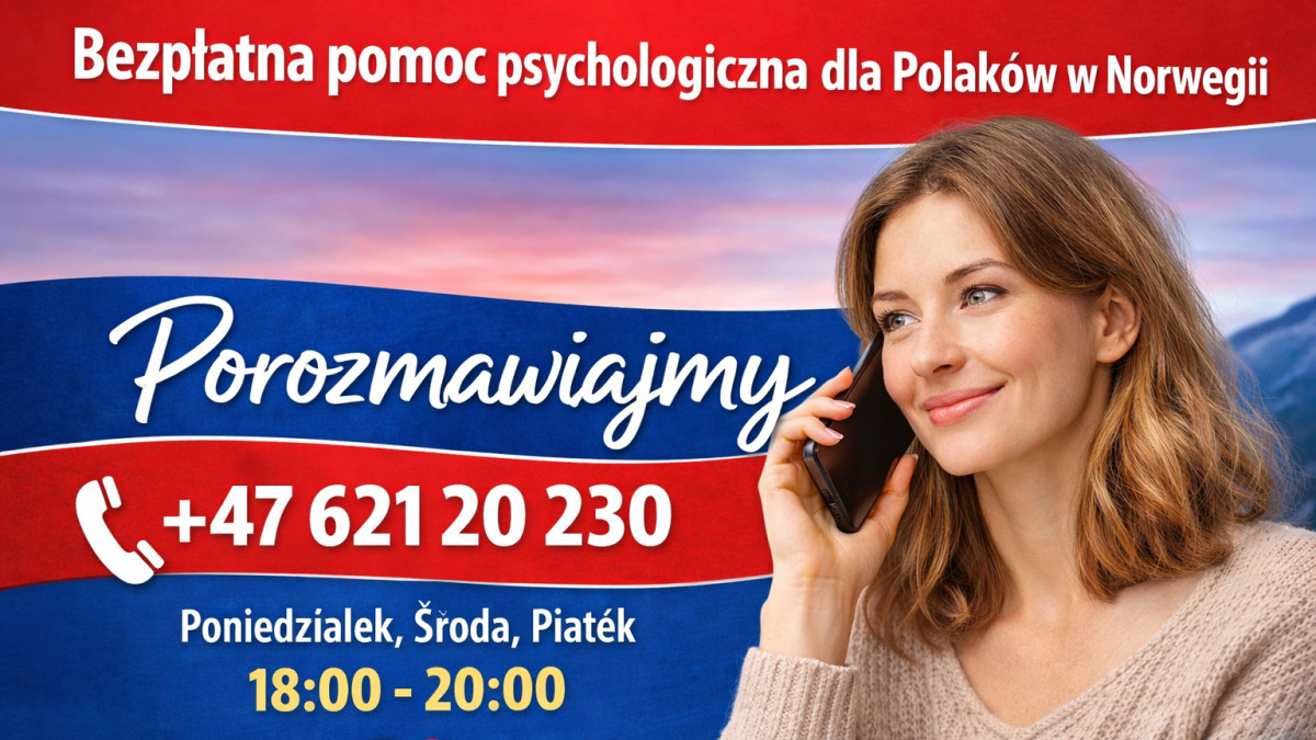 Bezpłatna pomoc psychologiczna dla Polonii w Norwegii. Zadzwoń i porozmawiaj