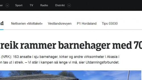 Strajk przedszkoli w Bergen. „Nie doszło do porozumienia”