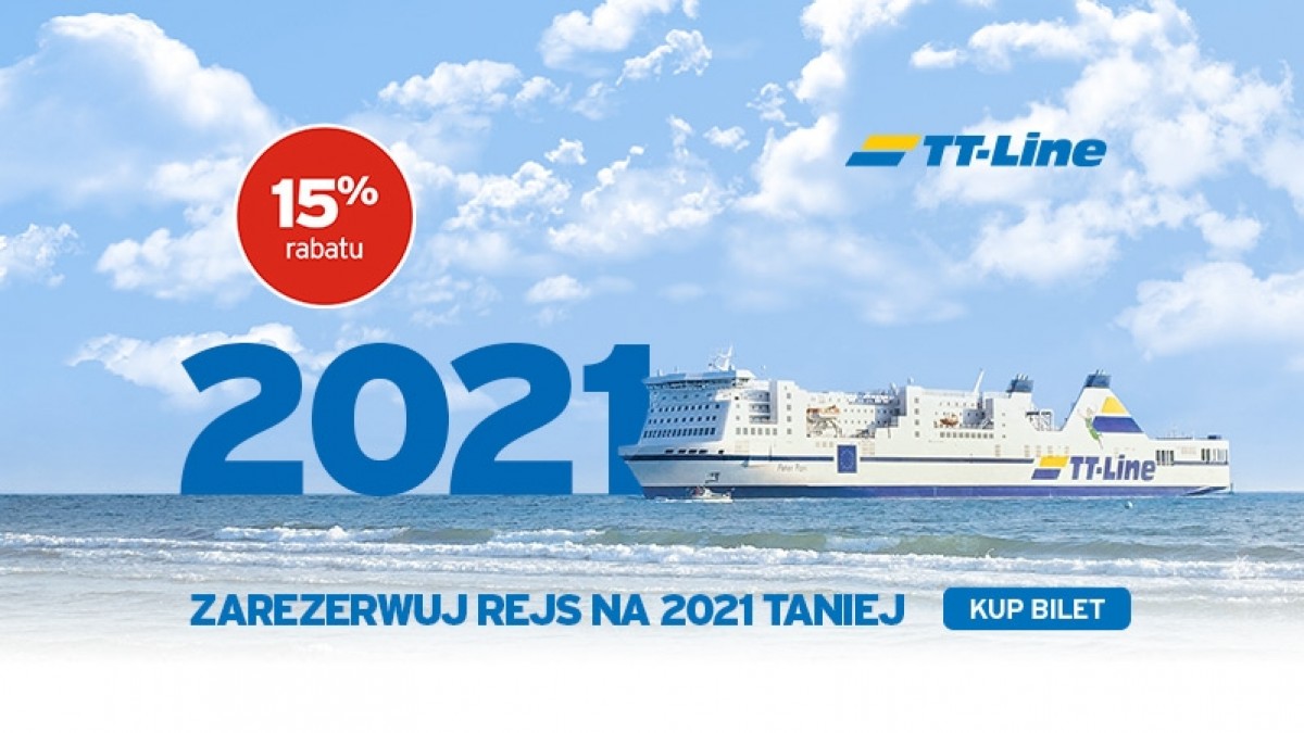 Zarezerwuj swój bilet na prom i zgarnij 15% rabatu na rejsy w roku 2021