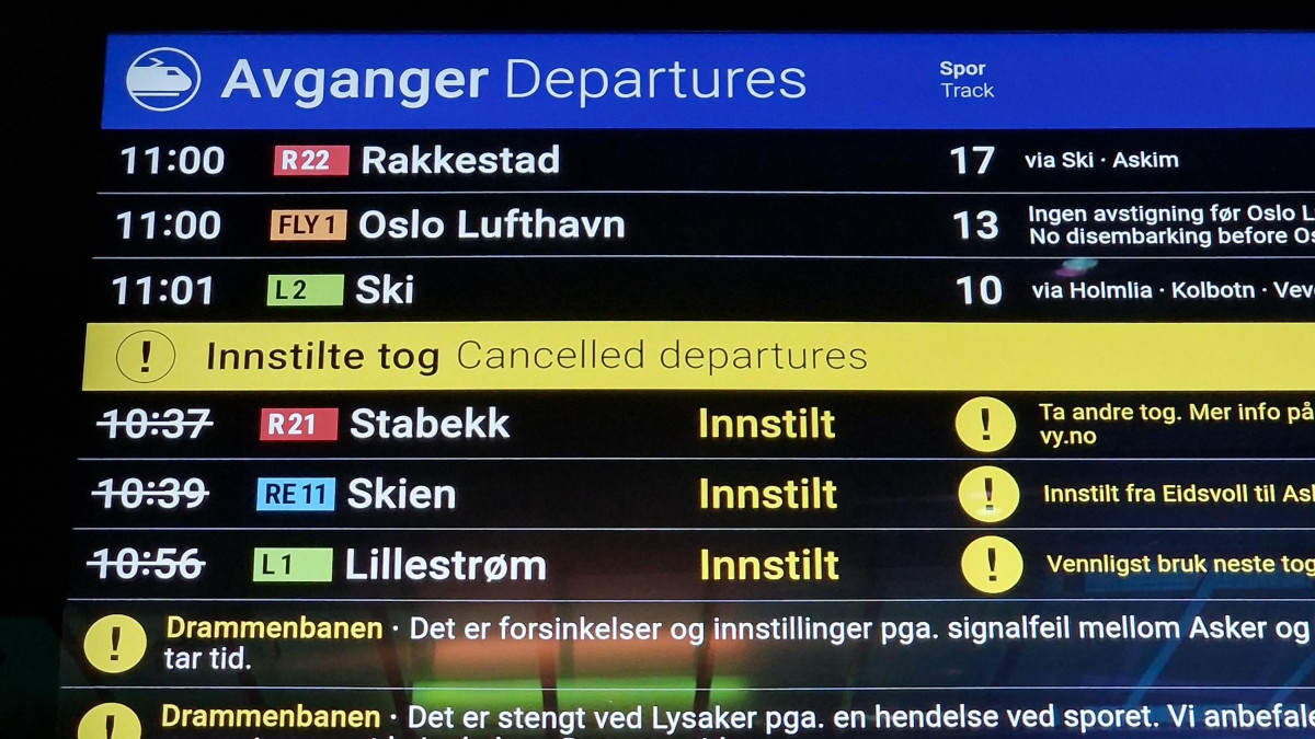 Spóźnienia norweskich pociągów: kolej w kraju fiordów zaliczyła najgorszy wynik od dekady