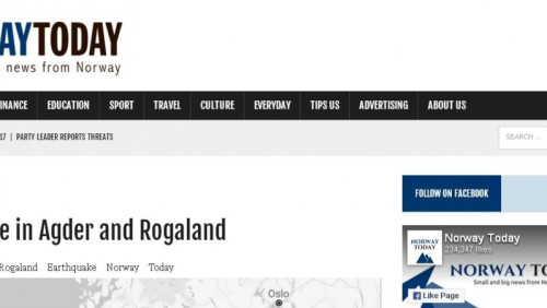 Trzęsienie ziemi w Agder og Rogaland. Nikt nie ucierpiał
