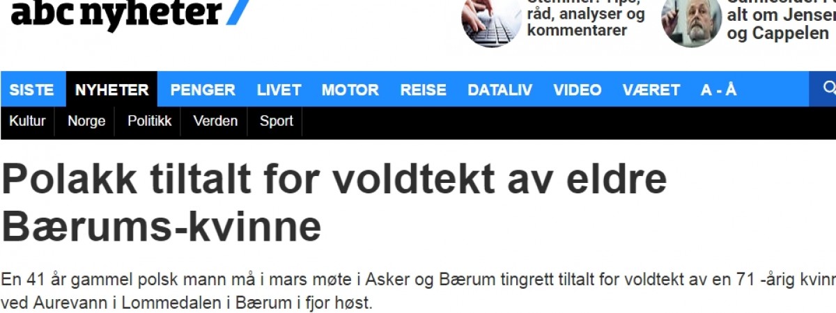 Polak oskarżony o zgwałcenie 71-latki w gminie Baerum. W marcu rusza proces