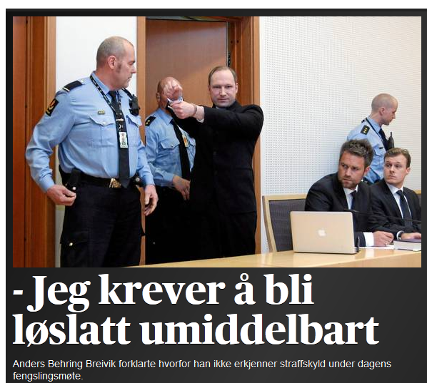Breivik: żądam natychmiastowego uwolnienia 