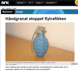 Granat ręczny wstrzymał ruch na Gardermoen