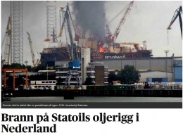 Pożar na platformie wiertniczej Statoila w Holandii