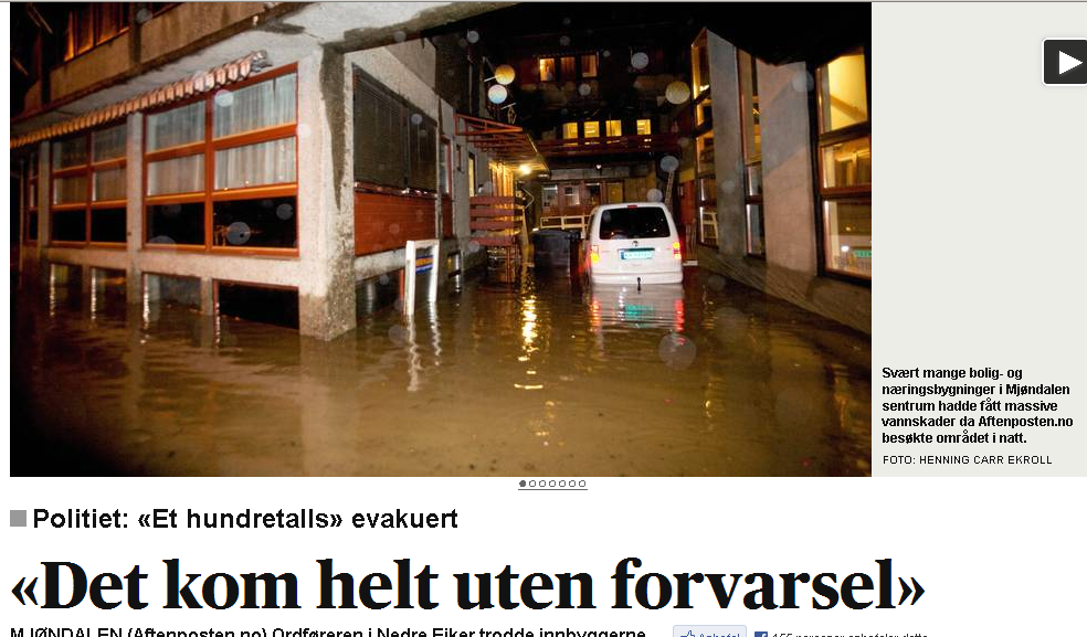 „Wielka woda przyszła znienacka”. Powódź w Vestfold i Buskerud.